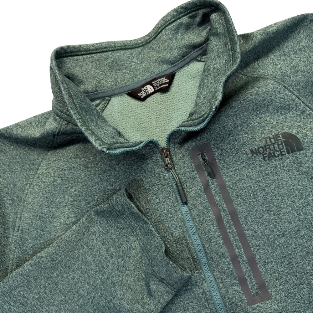 The North Face Quarter Zip Fleece Mens XL Green Heather Chest Pocket Hiking